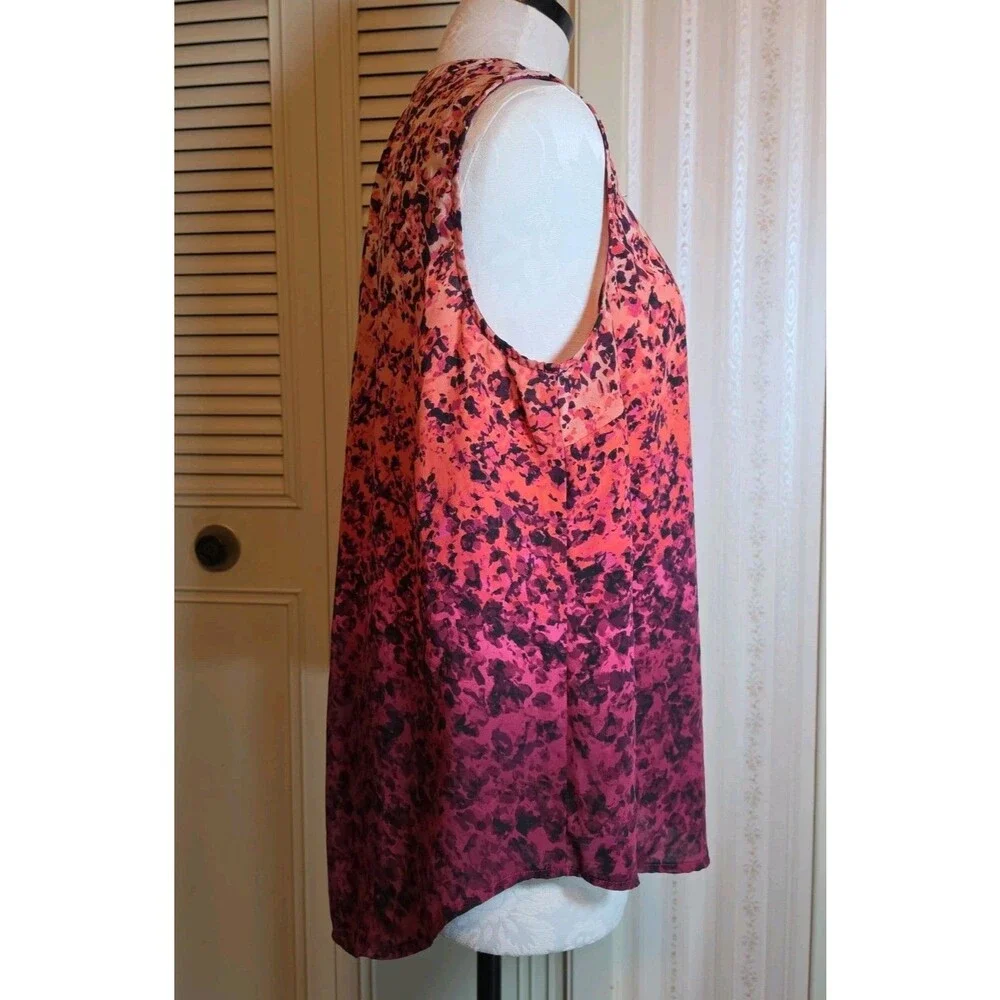 Apt. 9 Wmns 0X Pink Orange Purple Abstract Sleeveless Blouse Top Career Casual